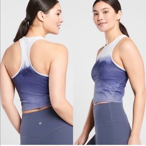 Athleta Shanti Watercolor Stripe Crop Med White/Navy